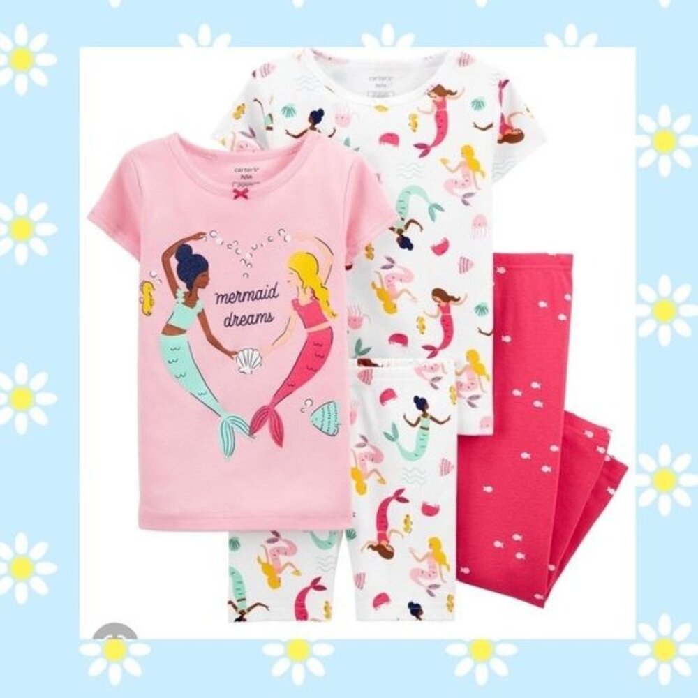Carter’s Baby Girl “Mermaid Dreams” 4-Pc Pajama set 18 M